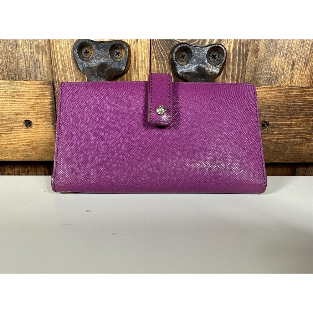 Henri Bendel Wallet Bifold‎ Snap Zip Credit Cards Magenta Leather